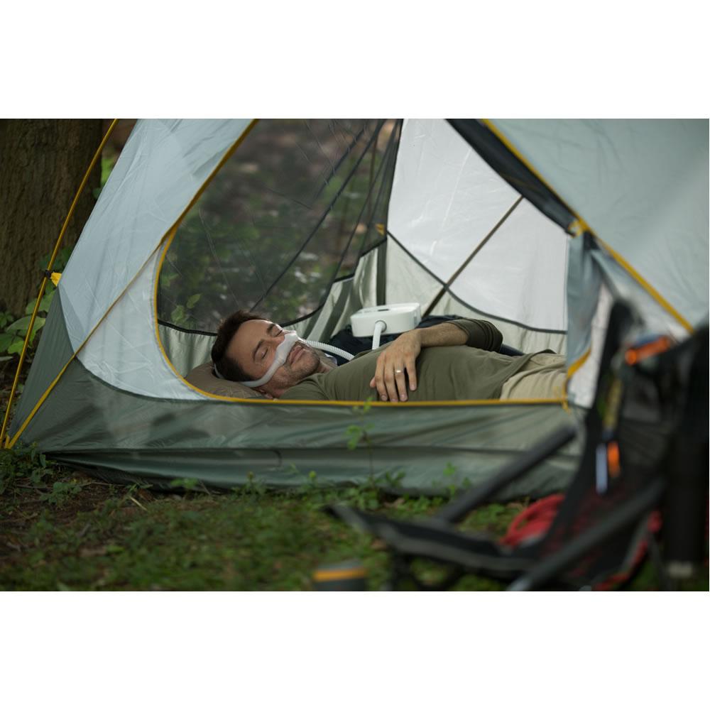 Camping with DreamStation Go Overnight Battery